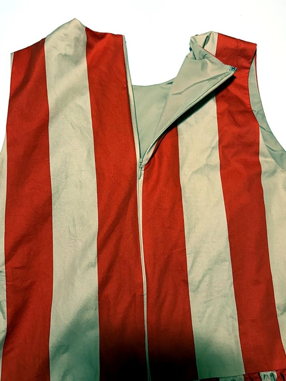 Mare Mare Dress Womens L Red Tan Striped Bubble Hem Mini Sleeveless Cotton
